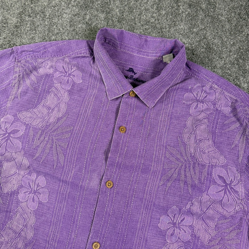 Tommy Bahama Button Down Shirt Mens 3XL 100% Silk Short Sleeve Hawaiian Shirt